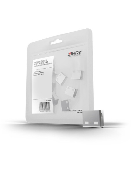 Lindy 40464 Bloker Portów Blokada Portu Usb Typu-A Biały Kopolimer Akrylonitrylo-Butadieno-Styrenowy (Abs) 10 Szt.