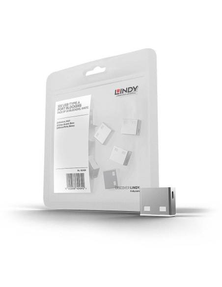 Lindy 40464 Bloker Portów Blokada Portu Usb Typu-A Biały Kopolimer Akrylonitrylo-Butadieno-Styrenowy (Abs) 10 Szt.