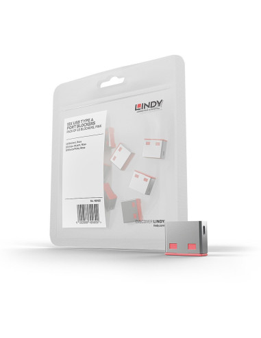 Lindy 40460 Bloker Portów Blokada Portu Usb Typu-A Różowy Kopolimer Akrylonitrylo-Butadieno-Styrenowy (Abs) 10 Szt.