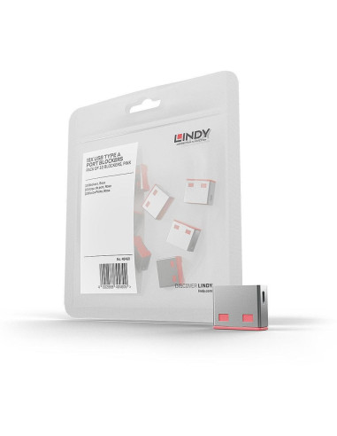 Lindy 40460 Bloker Portów Blokada Portu Usb Typu-A Różowy Kopolimer Akrylonitrylo-Butadieno-Styrenowy (Abs) 10 Szt.