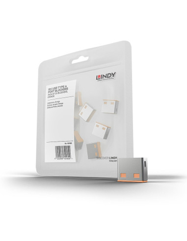 Lindy 40463 Bloker Portów Blokada Portu Usb Typu-A Pomarańczowy Kopolimer Akrylonitrylo-Butadieno-Styrenowy (Abs) 10 Szt.