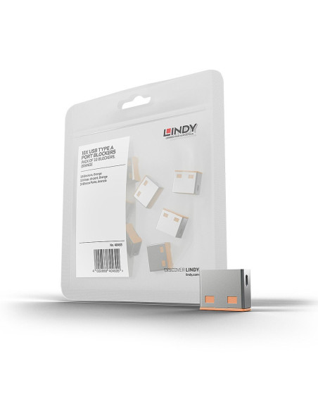 Lindy 40463 Bloker Portów Blokada Portu Usb Typu-A Pomarańczowy Kopolimer Akrylonitrylo-Butadieno-Styrenowy (Abs) 10 Szt.