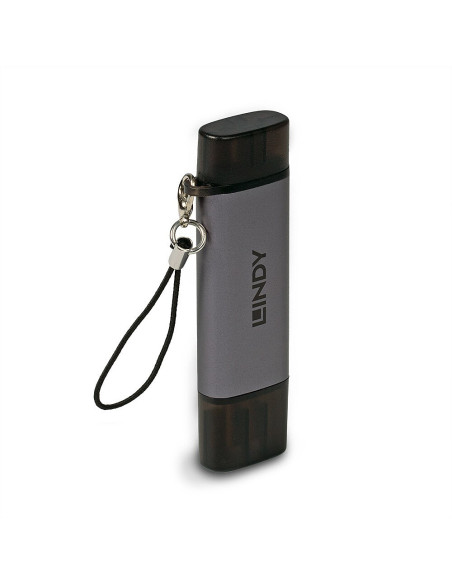 Lindy 43335 Czytnik Kart Usb 3.2 Gen 1 (3.1 Gen 1) Type-A/Type-C Czarny, Szary