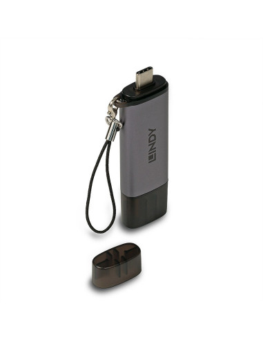 Lindy 43335 Czytnik Kart Usb 3.2 Gen 1 (3.1 Gen 1) Type-A/Type-C Czarny, Szary