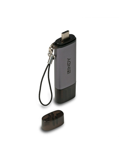 Lindy 43335 Czytnik Kart Usb 3.2 Gen 1 (3.1 Gen 1) Type-A/Type-C Czarny, Szary