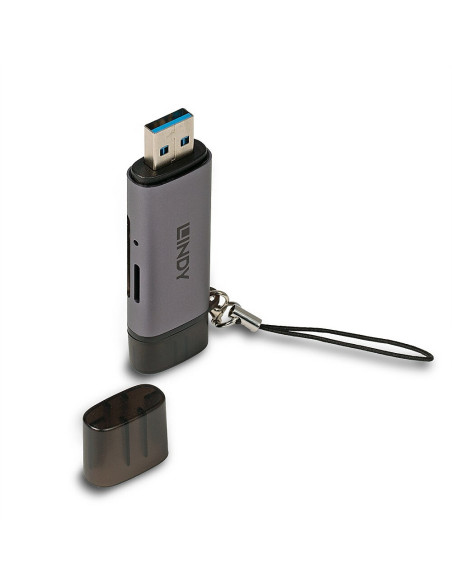 Lindy 43335 Czytnik Kart Usb 3.2 Gen 1 (3.1 Gen 1) Type-A/Type-C Czarny, Szary