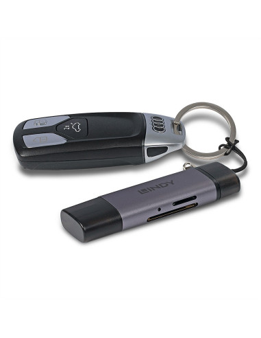 Lindy 43335 Czytnik Kart Usb 3.2 Gen 1 (3.1 Gen 1) Type-A/Type-C Czarny, Szary