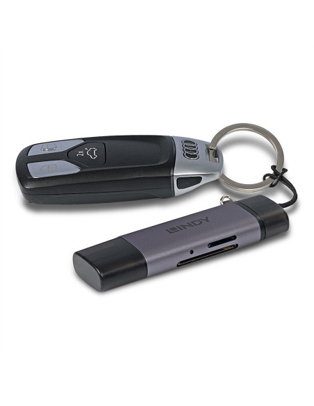Lindy 43335 Czytnik Kart Usb 3.2 Gen 1 (3.1 Gen 1) Type-A/Type-C Czarny, Szary