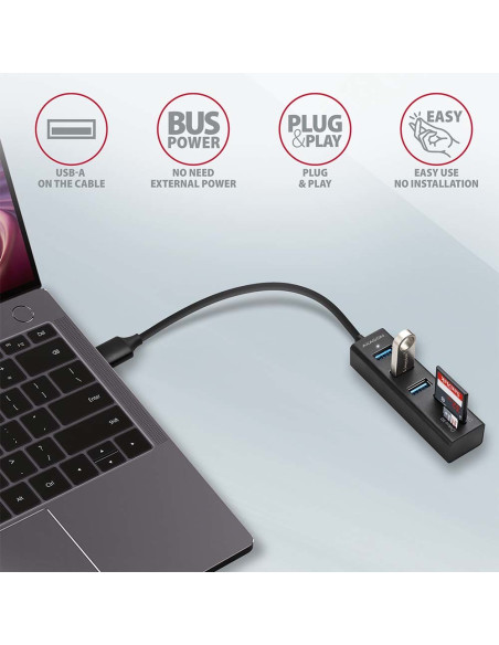 Axagon Hma-Cr3A Koncentrator Wieloportowy, Usb 3.0 Type-A, 3X Usb-A, Sd, Microsd