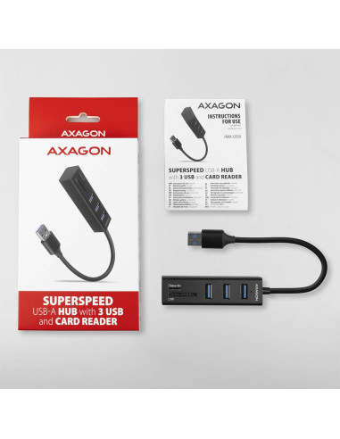 Axagon Hma-Cr3A Koncentrator Wieloportowy, Usb 3.0 Type-A, 3X Usb-A, Sd, Microsd