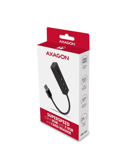 Axagon Hma-Cr3A Koncentrator Wieloportowy, Usb 3.0 Type-A, 3X Usb-A, Sd, Microsd