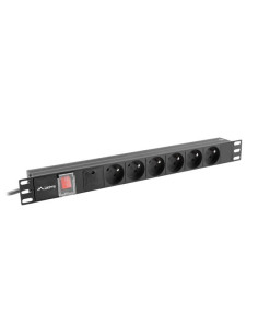 Lanberg Listwa Zasilająca Rack Pdu 19" (1U, 16A, 6X 230V Pl, 2M, Czarna) Pdu-06E-0200-Bk