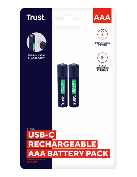 Baterie Aaa Trust Usb-C Rechargeable Batteries 2P