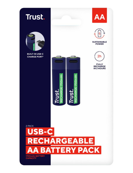 Baterie Aa Trust Usb-C Rechargeable Batteries 2P
