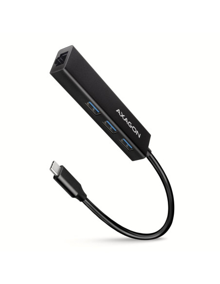 Axagon Hmc-Gl3A Usb-C-Hub 3X Usb-A Gbit-Lan Schwarz Usb 3.2 Gen 1 (3.1 Gen 1) Type-C 5000 Mbit/S Czarny