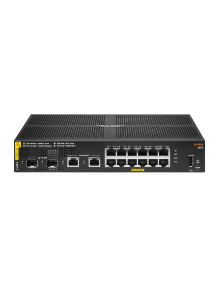 Aruba 6100 12G Class4 Poe 2G/2Sfp+ 139W Zarządzany L3 Gigabit Ethernet (10/100/1000) Obsługa Poe 1U Czarny