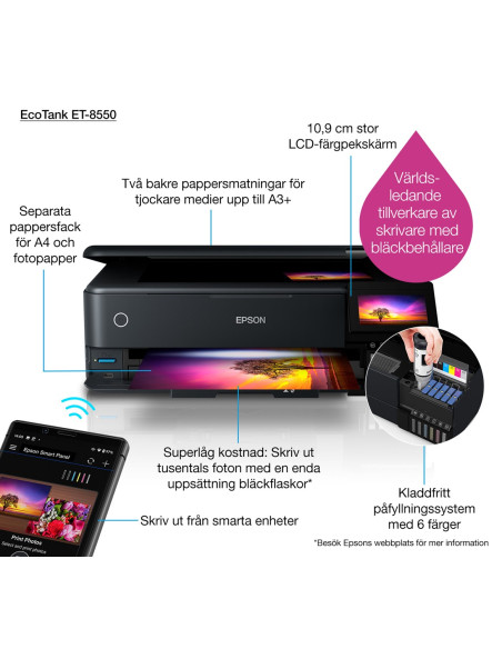Drukarka Wielofunkcyjna Epson Ecotank Et-8550 A3 Atramentowa 5760 X 1440 Dpi 32 Stron/Min Wi-Fi