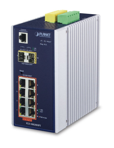 Planet Igs-10020Hpt Łącza Sieciowe Zarządzany L2+ Gigabit Ethernet (10/100/1000) Obsługa Poe Czarny, Biały