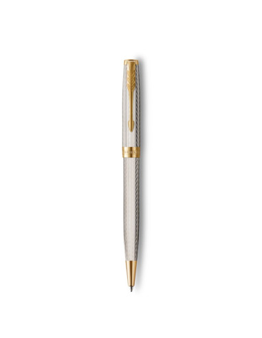 Długopis Parker Sonnet Premium Silver Mistral Gold Clip, Srebrny, Wersja Sw