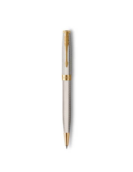 Długopis Parker Sonnet Premium Silver Mistral Gold Clip, Srebrny, Wersja Sw
