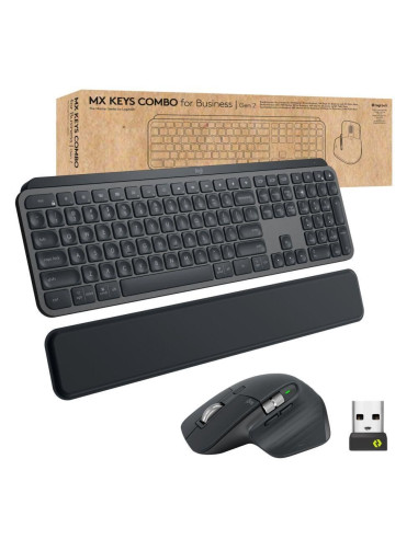 Logitech Mx Keys Combo For Business Gen 2 Klawiatura Dołączona Myszka Biuro Rf Wireless + Bluetooth Qwerty Amerykański Międzynar