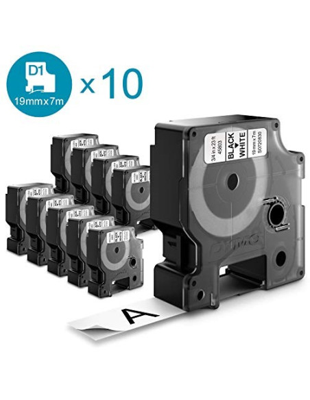 Dymo D1 Polyesterband Vorteilspack 19Mmx7M Schwarz-Weiß 10 Stück