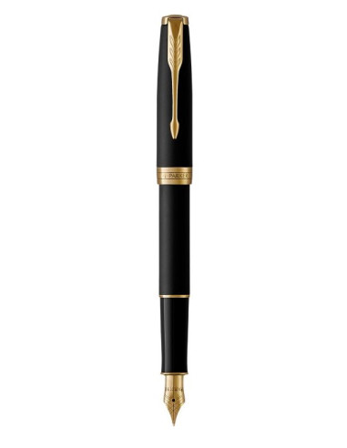 Pióro Wieczne Parker Sonnet Matte Juodas Medium Nib Lacquer Gold Finish Trim Gift Boxed