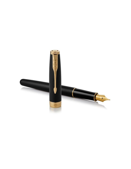 Pióro Wieczne Parker Sonnet Matte Juodas Medium Nib Lacquer Gold Finish Trim Gift Boxed