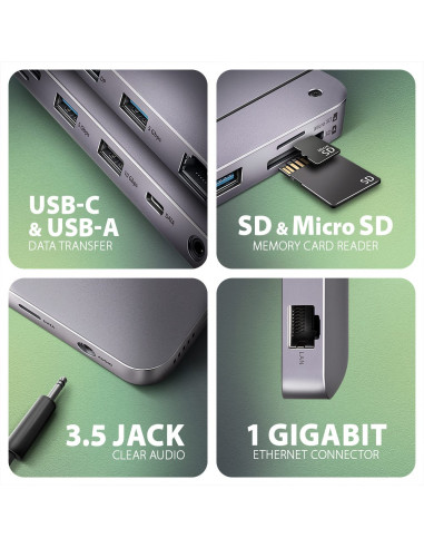 Axagon Hmc-12Gm2 Stacja Dokująca Przewodowa Usb 3.2 Gen 2 (3.1 Gen 2) Type-C Szary
