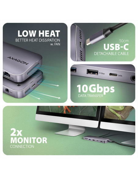 Axagon Hmc-12Gm2 Stacja Dokująca Przewodowa Usb 3.2 Gen 2 (3.1 Gen 2) Type-C Szary