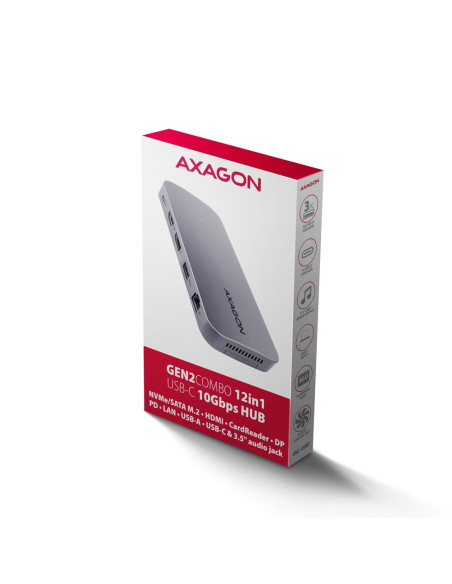Axagon Hmc-12Gm2 Stacja Dokująca Przewodowa Usb 3.2 Gen 2 (3.1 Gen 2) Type-C Szary