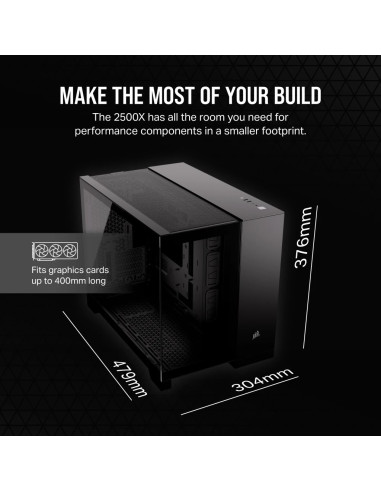 2500X Tempered Glass Matx Mid-Tower, Black