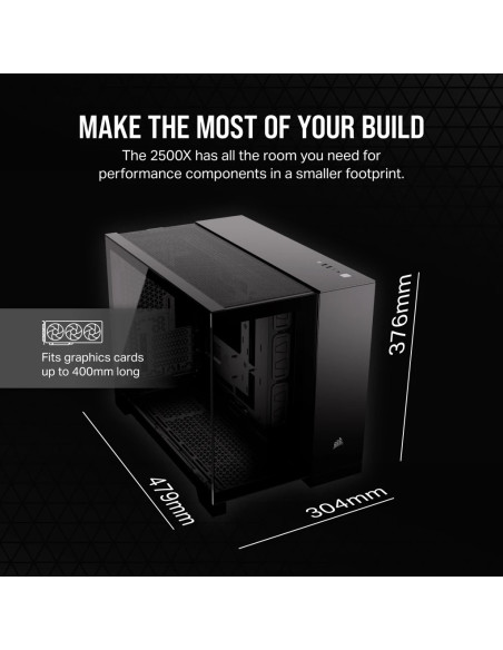 2500X Tempered Glass Matx Mid-Tower, Black