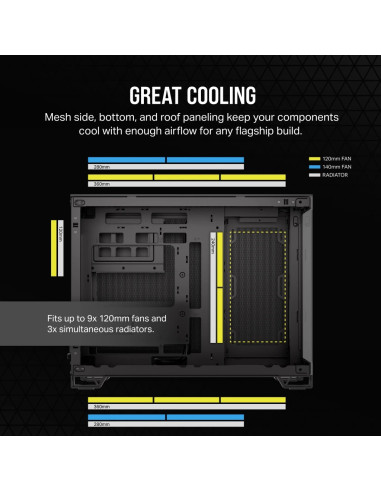 2500X Tempered Glass Matx Mid-Tower, Black