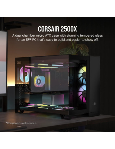 2500X Tempered Glass Matx Mid-Tower, Black