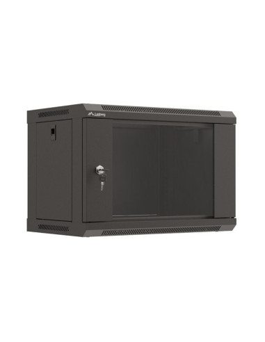 Szafa Instalacyjna Rack Wisząca 19" 6U 540X350 Czarna Drzwi Przeszklone Lanberg (Flat Pack)