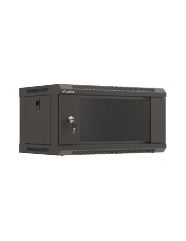 Szafa Instalacyjna Rack Wisząca 19" 4U 540X350 Czarna Drzwi Przeszklone Lanberg (Flat Pack)