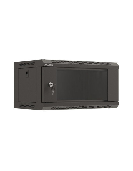Szafa Instalacyjna Rack Wisząca 19" 4U 540X350 Czarna Drzwi Przeszklone Lanberg (Flat Pack)