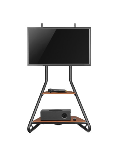 Maclean Uchwyt Wolnostojący Pod Tv / Narożny, W Stylu Bauhaus, Dwupoziomowe Drewniane Półki 40Kg Max 37-75'' Mc-455
