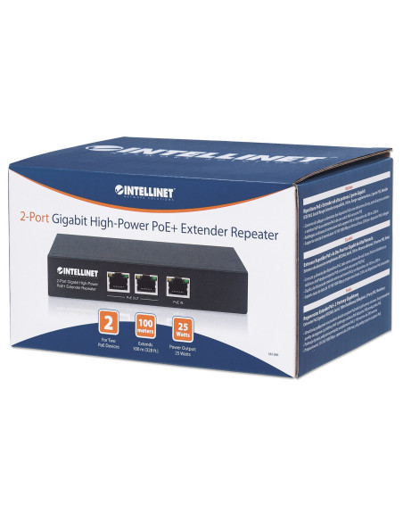 Intellinet Extender Poe+ 2-Portowy Gigabit 802.3At