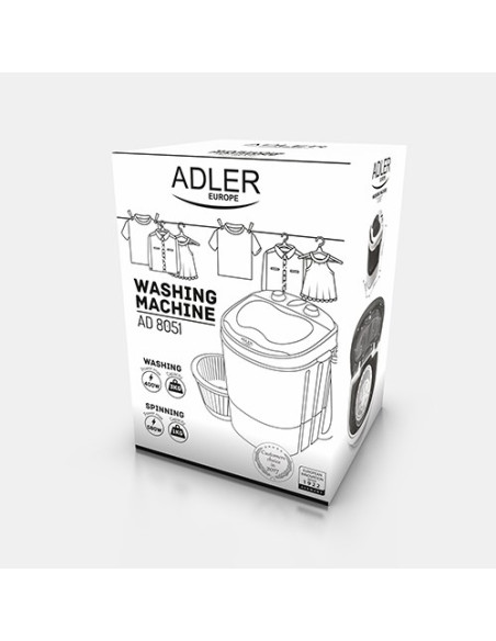 Pralka Turystyczna Adler Ad 8051 (1000 Obr/Min  3 Kg  370 Mm  Kolor Niebieski)