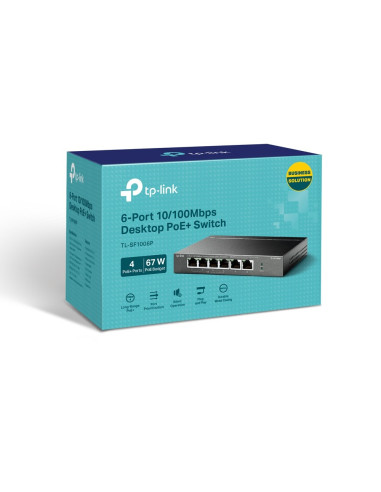 Tp-Link Tl-Sf1006P Łącza Sieciowe Nie Zarządzany Fast Ethernet (10/100) Obsługa Poe Czarny
