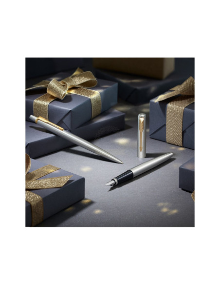 Parker-Zestaw Pióro + Długopis Jotter Stalowy Gt