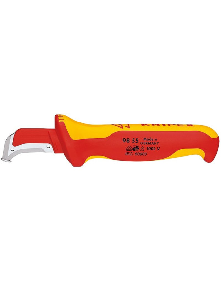 Knipex Kabelmantelmesser 009855 Metaliczny, Czerwony, Żółty Stałe Ostrze Noża