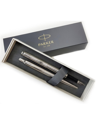 Parker 2093258 Zestaw Piór Czarny, Srebrny 2 Szt.