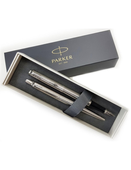 Parker 2093258 Zestaw Piór Czarny, Srebrny 2 Szt.