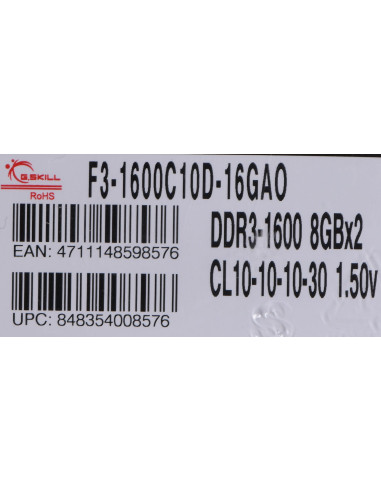 G.skill Ares Ddr3 2X8Gb 1600Mhz Cl10 Xmp Low Profile F3-1600C10D-16Gao