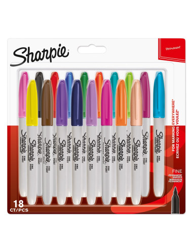 Sharpie Fine Marker 18 Szt. Końcówka Cienka Wielobarwny