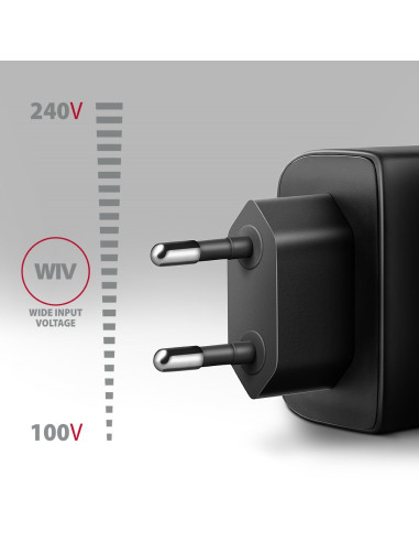 Axagon Acu-Pq45 Qc 3.0, 4.0/Afc/Fcp/Pps/Pd, 45W, Schwarz - Netzladegerät Mit Usb-A Und Usb-C Schnittstelle Telefon Komórkowy, Sm