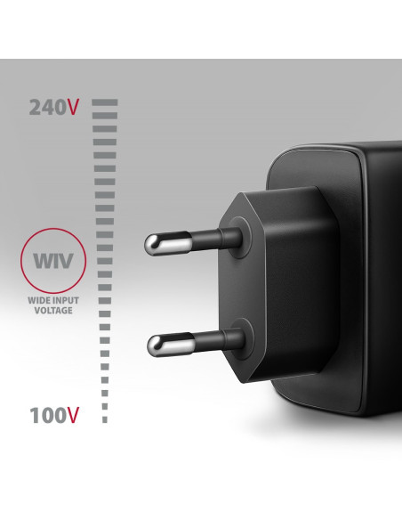 Axagon Acu-Pq45 Qc 3.0, 4.0/Afc/Fcp/Pps/Pd, 45W, Schwarz - Netzladegerät Mit Usb-A Und Usb-C Schnittstelle Telefon Komórkowy, Sm